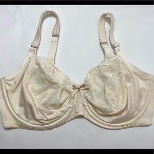 Ambrielle 40DD Unlined Full Figure Lace Balconette Bra Underwire Ivory